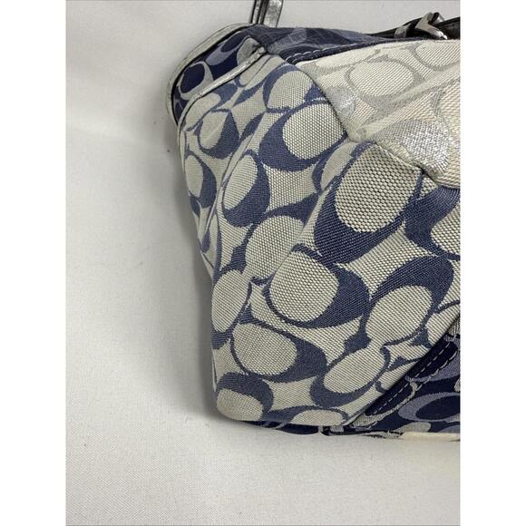 Coach Denim Patchwork Signature Tote Book Bag + Charm Vintage Y2K - Picture 7 of 15